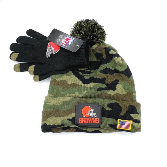 NFL Other - NFL Cleveland Browns Salute to Service Camo Winter Knit Beanie Hat and Gloves